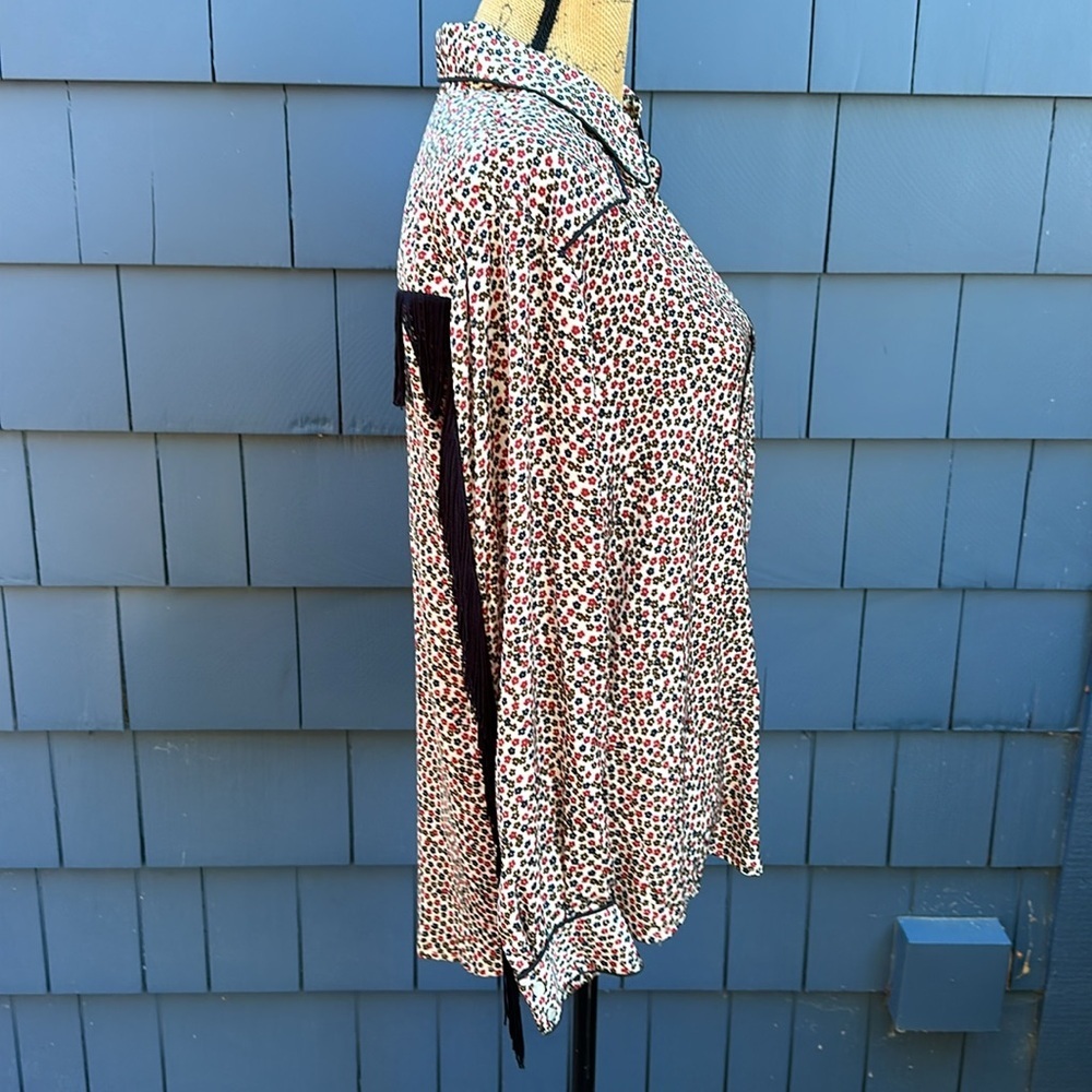 🖤♥️🖤Ottod’ame top blouse western fringe made in Italy snap large Pinup - Picture 5 of 8